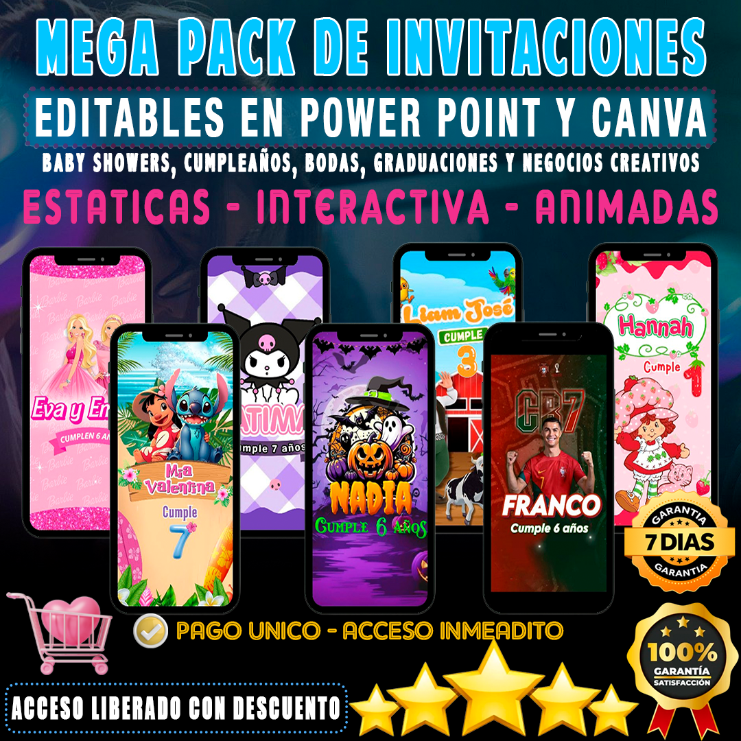 1000 invitaciones editables en Canva (Interactivas - Animadas - Digitales)